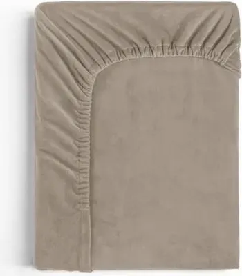 Productafbeelding van Sleeptime Velvet hoeslaken Taupe/Grijs 140 x 200 cm