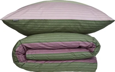 Produktbild von Schiesser Bettwäscheset Vendi | 2-teilig | Gestreift | Renforcé | 100 % Baumwolle | Reißverschluss | 155x220cm + 80x80cm | Grün