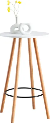 Zdjęcie produktu dla Stół barowy In And OutdoorMatch Marjorie - okrągły - naturalne drewno i biały - 107 x 60 x 60 cm - przyciągający wzrok design