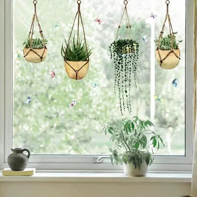 Produktbild von Grüne Pflanzen Fensterbilder Sommer Frühling Fensterdekor