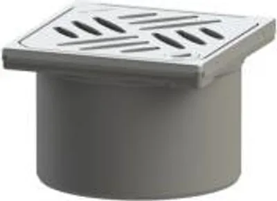Produktbild von KESSEL Drainageaufsatz Edelstahl Designrost eckig geschliffen Lock & Lift L 15, Höhe 90 mm, Rahmen 132x132 mm, für Punktentwässerung Innenbereich