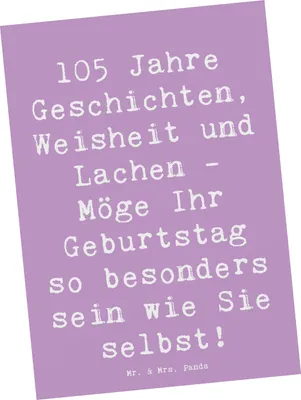 Produktbild von Mr. & Mrs. Panda kunstkarte Spruch 105. Geburtstag - Lavendeltraum - Geschenk, einzigartig, 105 Jahre, Postkarten, Lebensfreude, Happy Birthday, einzelkarte, Erfahrung