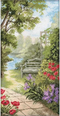 Produktbild von RTO Kreuzstich Set "Gartenbank" M234, Zählmuster, 24x47 cm