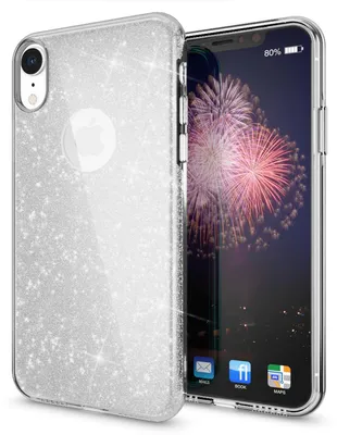 Produktbild von NALIA Hülle für iPhone XR, Handyhülle Glitzer Ultra-Slim Silikon-Case Back-Cover Silber