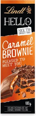 Produktbild von Lindt Hello Caramel Brownie süßer Caramel Brownie Füllung 100g