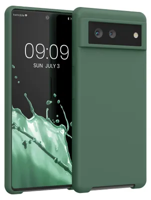 Produktbild von kwmobile Handyhülle für Google Pixel 6 Hülle - Case Silikon - Kabelloses Laden - Schutzhülle Cover in Tannengrün