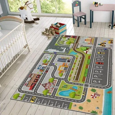 Immagine prodotto di Tappeto da gioco Unyqoos® per camerette – Tappetino da gioco 120x180 cm, base antiscivolo, lavabile in lavatrice a 30 °C, materiale antibatterico e adatto ai bambini