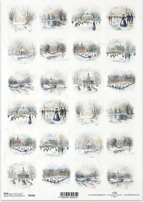 Immagine prodotto di ITD carta di riso decoupage tecnica artigianale tovagliolo di carta-R2448 Panorami invernali, parco, pista di ghiaccio