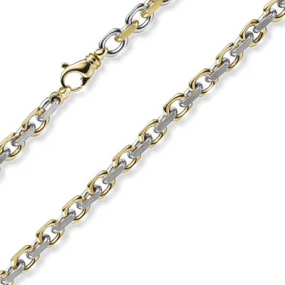 Produktbild von 6mm Armband Armkette Ankerkette 585 Gold Gelbgold & Weißgold bicolor 21cm Herren