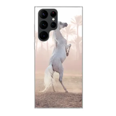 Produktbild von MuchoWow® Handyhülle Schutzhülle Hülle für Samsung Galaxy S22 Ultra Pferd - Sand - Palme Silikon Softcase Handy Hülle - Abbildung