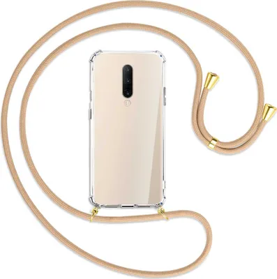 Produktbild von Handykette Backcover-Schutzhülle mit Band (Metall goldfarben) für OnePlus 7 Pro - beige