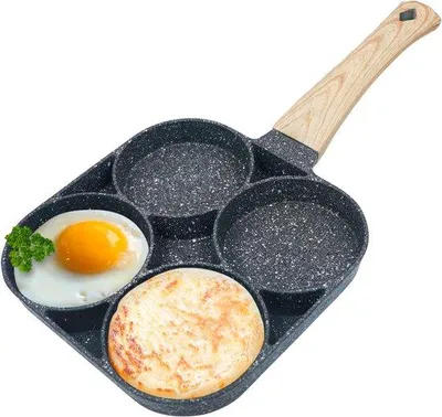 Image de Poêle antiadhésive 4 compartiments pour œufs et crêpes, en aluminium