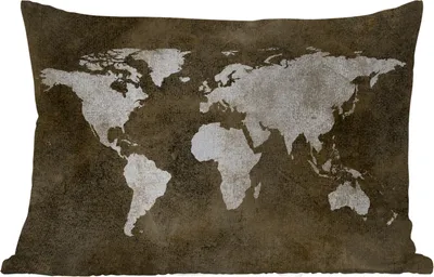 Produktbild von MuchoWow® Outdoor Kissen - Weltkarte - Vintage - Sepia - 60x40 cm - Wetterfest - Lounge Kissen - Zierkissen - Kissen für Innenräume