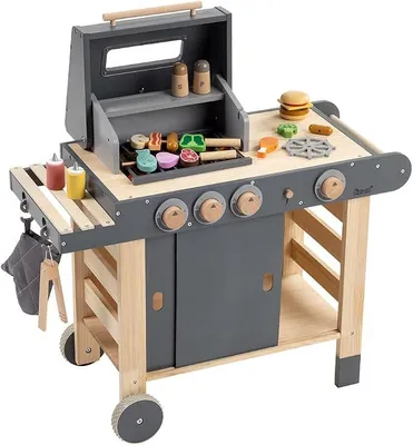 Imagen del producto de Barbacoa para niños, modelo 4825, con accesorios (25 piezas) y fabricada en madera