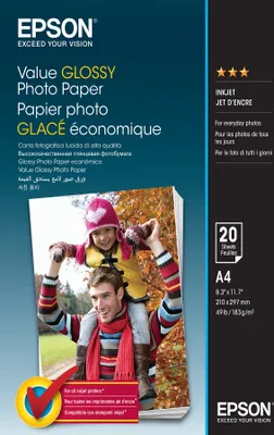 Produktbild von EPSON fotografický papier C13S400035 DIN A4 s vysokým leskom 183 g/m2 20 listov