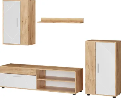 Produktbild von Wohnwand Vicco Berno Goldkraft Eiche/Weiß 4-teiliges Set, Model 54383