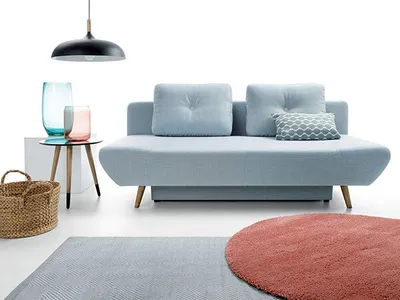 Image de Canapé 2 places, canapé-lit, fonction couchage, coffre de rangement, gris turquoise