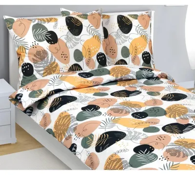 Obrázek produktu pro Bavlněné povlečení - 140x220 cm. 70x90 -  béžová,oranžová