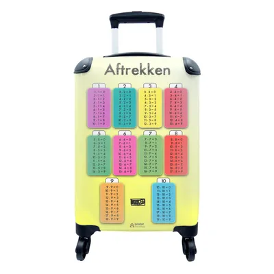 Produktbild von MuchoWow® Koffer Handgepäck Trolley Rollkoffer Kleine Reisekoffer mit 4 Rollen - Subtraktion - Zahlen - Jungen - Mädchen - Kinder - Kinder - Cabin Size < 55x40x23 cm & 55x40x20 cm - Kinderkoffer - Kabinenkoffer - Boardgepäck - Reise-Box - Reisekoffer - Reisegepäck - Koffer mit Bild - Trolley für Kinder