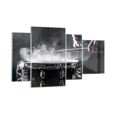 Produktbild von Bilder auf glas - 4 Teile - Trommel Staub Trommel - 120x70cm - Glasbilder - Wandbilder - Bilder - zum Aufhängen bereit - Wanddekoration aus Glas - Glas Bilder - Wandbild auf Glas - GDL120x70-4313