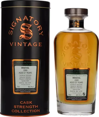 Produktbild von Signatory Vintage BRAEVAL 21 Years Old Cask Strength 2000 60,3% Vol. 0,7l in Tinbox