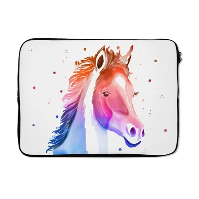 Produktbild von MuchoWow® Laptop Hülle 14 ZollPferd - Rosa - Lila - Mädchen - Kinder - Mädchen Laptoptasche - Laptoptasche - Stoßsicher - Schutzhaube