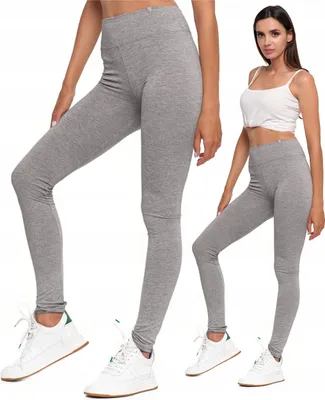 A collage of two images showing a woman wearing grey leggings and white sneakers.