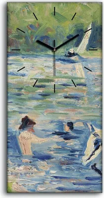 Produktbild von Wandkunst Leinwand Bild Uhr Geräuschlos Kunstdruck 30x60 Badende in Asnières - schwarze Hände