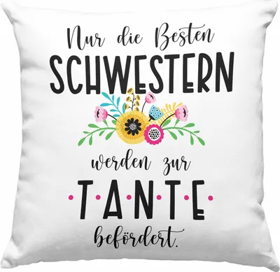 Produktbild von Trendation - Du Wirst Tante Deko-Kissen mit Füllung 40x40 2023 Verkündung Schwangerschaft Überraschung Baby Ankündigung Tante (Grau)