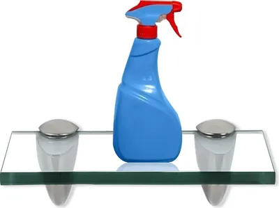 Obrázek produktu pro Fiqops skleněná polička Skleněná polička ideální do koupelny, sprchy a jako moderní dekorace s držákem z nerezové oceli 8 mm 20x10 cm čiré sklo