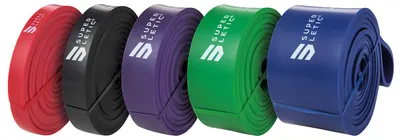 Produktbild von SUPERLETIC Powerbands, Widerstands-Fitness-Bänder, Pullup und Resistance-Training, 5 Stärken, rot, schwarz, lila, grün und blau, mit Workout-Guide (5ER Set (Rot, Schwarz, Lila, Grün, Blau))