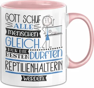 Produktbild von Reptilienhalterin Geschenk Becher Tasse Gott Schuf Alle Menschen Gleich Nur Die Besten Durfeten Reptilienhalterin Werden Geschenkidee Lustig (Rosa)