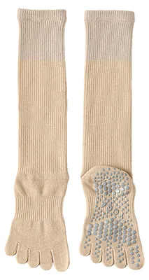 Produktbild von Fünf-Zehen-Yogasocken für Damen, atmungsaktive Baumwoll-Kniestrümpfe, rutschfeste Sportsocken mit Noppen für Fitness, Tanz und Pilates
