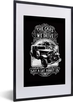 Produktbild von MuchoWow® MuchoWow® Gerahmtes Poster Mancave - Auto - Retro - Zitat 40x60 cm - Poster mit zchwarzem Bilderrahmen - Poster in Rahmen