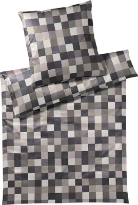 Produktbild von JOOP! Mako-Satin-Bettwäsche-Garnitur Mosaic Farbe Graphite Größe 200x220+2x40x80cm