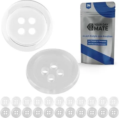 Zdjęcie produktu dla Guziki z żywicy syntetycznej, 24 sztuki, 20,3 mm, przezroczyste, poliester