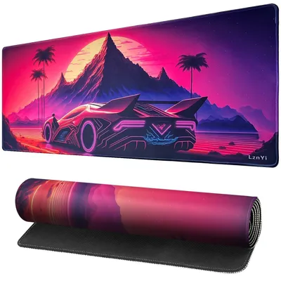 Image de Tapis de souris gaming XXL, 90x40 cm, tapis de bureau avec bords cousus, antidérapant, lavable