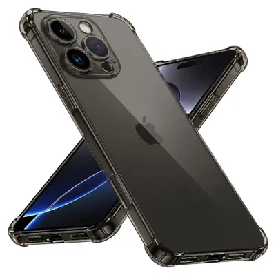 Produktbild von Techsuit – Stoßfeste transparente Silikonhülle für iPhone 16 Pro Max – rauchschwarz