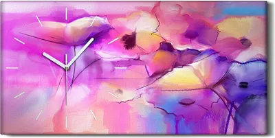 Produktbild von Wohnzimmer-Bild Leinwand Uhr Geräuschlos Kunstdruck 60x30 Kunst Abstrakte Blumen - weiße Hände