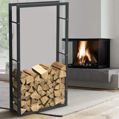 Image de Support en bois pour le stockage du bois de chauffage, adapté à une utilisation intérieure et extérieure