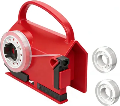 Produktbild von Rollpapierschneider Klebebandspender mit Griff Gerades Schneidewerkzeug zum Verpacken von Geschenken Rot