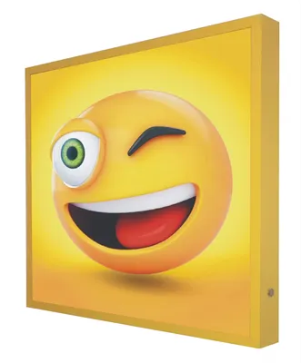 Vintage LED-Schild mit gelbem Holzrahmen, 60x60 cm