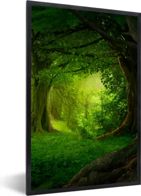 Produktbild von MuchoWow® Gerahmtes Poster Bäume - Wald - Grün - Landschaft - Natur 40x60 cm - Poster mit Schwarzem Bilderrahmen Wandposter Rahmen Foto Bilder - Papierdruck - Wandbilder