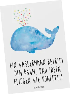 Produktbild von Mr. & Mrs. Panda Postkarte Wassermann Ideenflug - Weiß - Geschenk, Inspiration, Ansichtskarten, Energie, Postkarten, Kreativität, Sternzeichen, Geschenke, Horoskop, Ideen