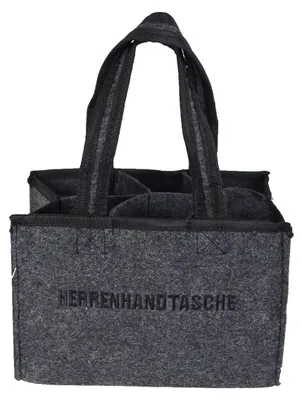 Produktbild von Flaschenträger Filz anthrazit 6 Fächer Herren Handtasche 23x15x15 cm