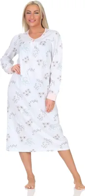 Produktbild von Normann Damen langarm Nachthemd im klassischen fraulichen Design mit Knopfleiste am Hals ; rosa , 44
