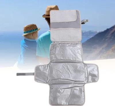 Produktbild von Wickelunterlage für Neugeborene mit Feuchttuchhalter, wasserfest, tragbar, Wickelunterlage für Babys, Grau
