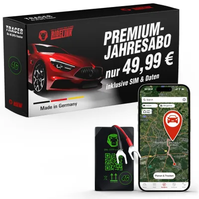 Productafbeelding van RideLink Tracer Go 4G GPS-tracker voor auto, motorfiets en vrachtwagen - Volgapparaat met SIM-kaart
