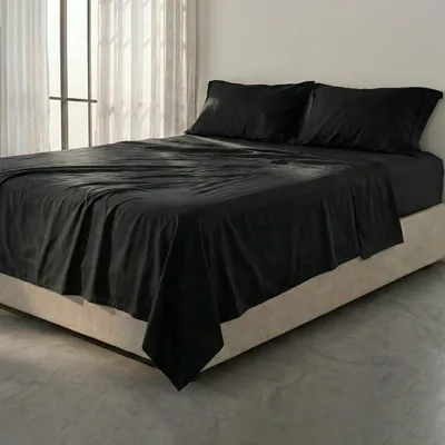 Image de Drap supérieur HappyFriday Basic Noir 240 x 270 cm