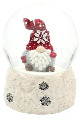 Schneekugel Weihnachtswichtel, rot, 6,5 x 6,5 x 8,8 cm, Ø 6,5 cm